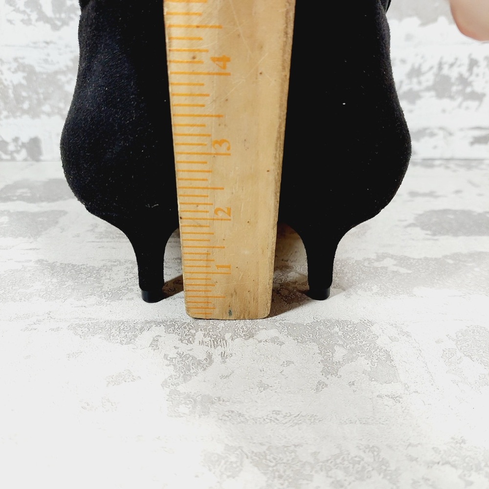 NEW Nordstrom Rack Pailley Black Faux Suede Pointed Toe Kitten Heel Boots M730 - Picture 7 of 12